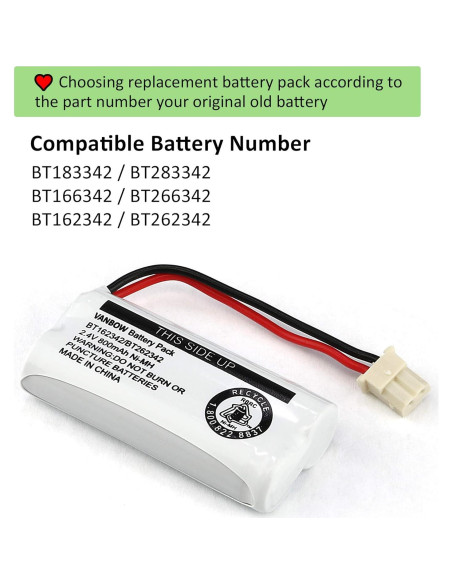 Batería Ni-MH 2.4V 800mAh VANBOW para Teléfonos Inalámbricos