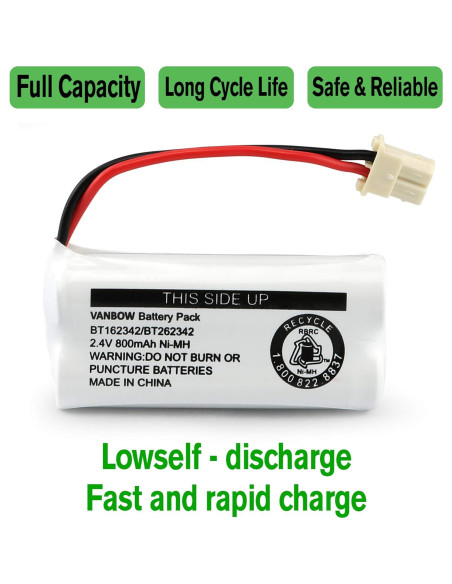 Batería Ni-MH 2.4V 800mAh VANBOW para Teléfonos Inalámbricos