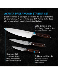 Juego de Cuchillos de Cocina Messermeister Avanta 3 Piezas 2