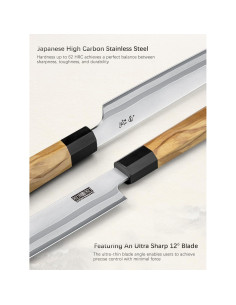 Cuchillo de Sushi HOSHANHO 25.4 cm Acero Alto Carbono Mango Olivo 2