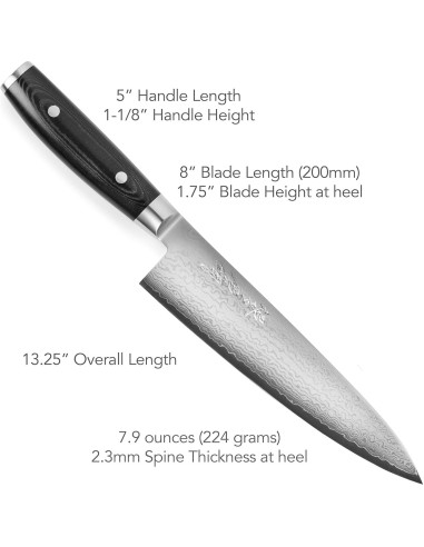 Cuchillo de Chef Yaxell Ran Plus 20.32 cm Damasco VG10 Japonés