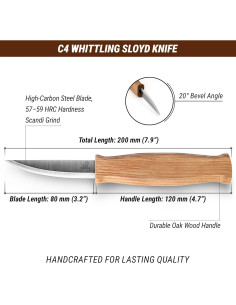 Cuchillo Sloyd BeaverCraft C4 para Tallado en Madera 8 cm 2