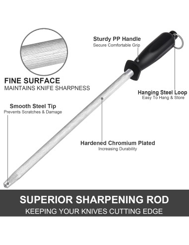 Varilla de Afilado de Cuchillos AcoWELL 30.48 cm Acero al Carbono