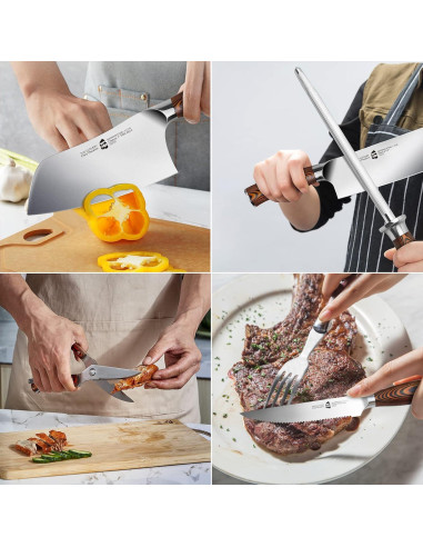 Juego de Cuchillos de Cocina TUO 17 Piezas Acero Alemán