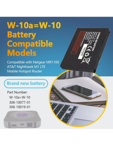 Batería de iones de litio W-10a para Netgear MR1100 5040mAh