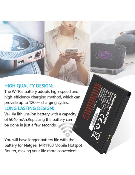 Batería de iones de litio W-10a para Netgear MR1100 5040mAh