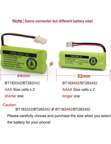 Batería Geilienergy BT183342 2.4V 400mAh Compatible Paquete de 2
