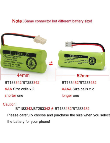 Batería Geilienergy BT183342 2.4V 400mAh Compatible Paquete de 2