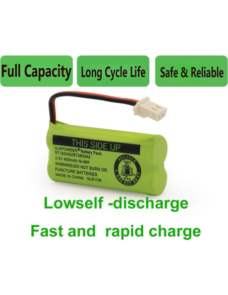 Batería Geilienergy BT183342 2.4V 400mAh Compatible Paquete de 2