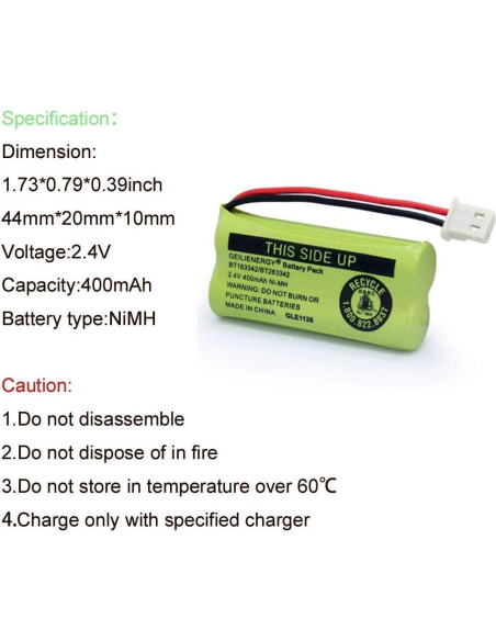 Batería GEILIENERGY BT183342 Compatible para Teléfonos Inalámbricos