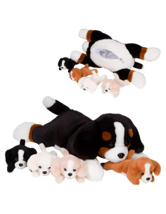 PixieCrush Peluche Mamá Bernés con 4 Cachorros 12,7x25,4x20,3cm