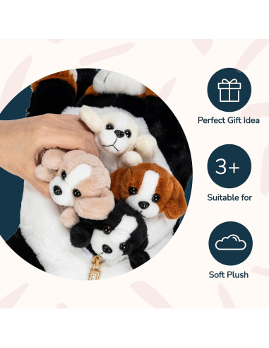 PixieCrush Peluche Mamá Bernés con 4 Cachorros 12,7x25,4x20,3cm