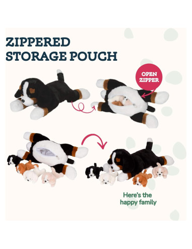 PixieCrush Peluche Mamá Bernés con 4 Cachorros 12,7x25,4x20,3cm