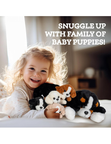 PixieCrush Peluche Mamá Bernés con 4 Cachorros 12,7x25,4x20,3cm