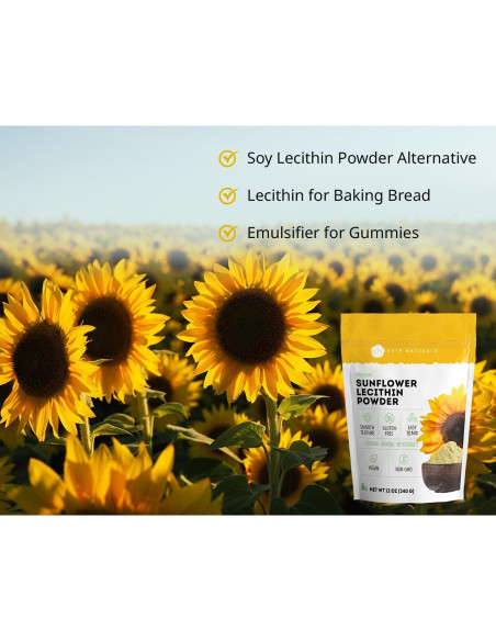 Polvo de Lecitina de Girasol Kate Naturals 340g - No OGM