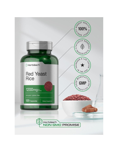 Arroz de Levadura Roja Horbaach 1200 mg 120 Cápsulas Suplemento