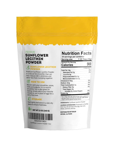 Polvo de Lecitina de Girasol Kate Naturals 340g - No OGM