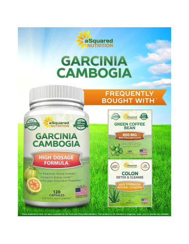 Extracto de Garcinia Cambogia 100% Puro aSquared - 120 Cápsulas