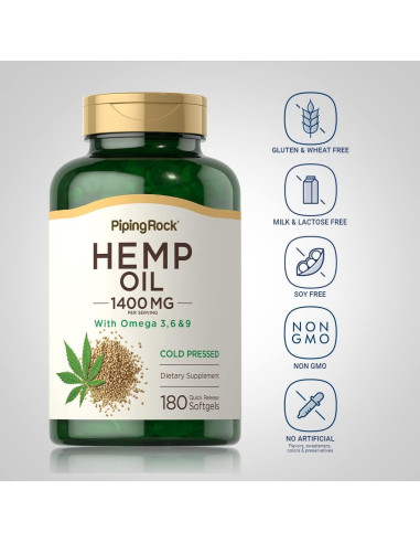 Cápsulas de Aceite de Cáñamo Piping Rock 1400mg 180 Gelatinas