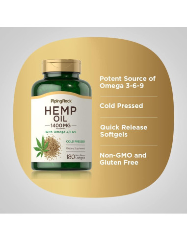 Cápsulas de Aceite de Cáñamo Piping Rock 1400mg 180 Gelatinas