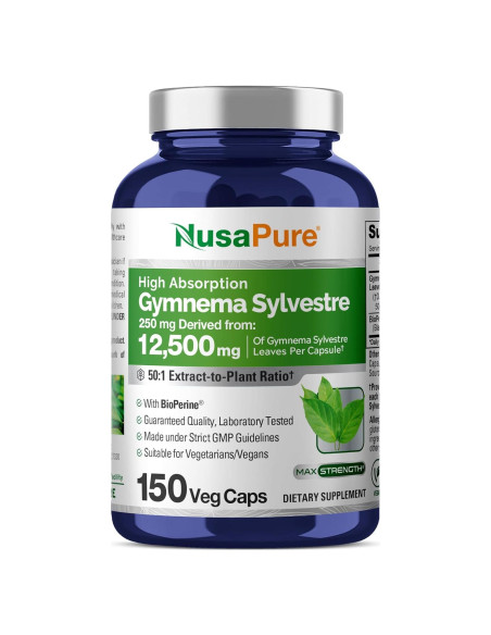 Extracto de Gymnema Sylvestre NusaPure 250 mg 150 cápsulas veganas