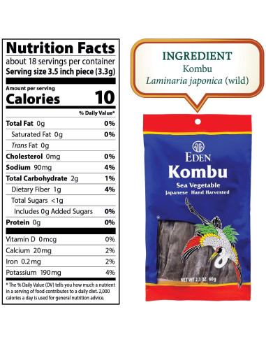Alga Kombu Eden 59.87 g - Alga Marina Japonesa para Dashi