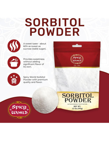 Polvo de Sorbitol 340g Spicy World - Edulcorante Bajo en Calorías