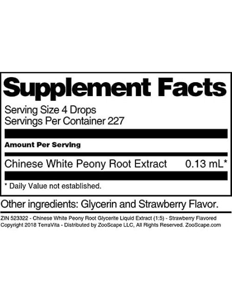 Extracto Líquido Glicerita de Raíz de Peonía Blanca TerraVita 88.72 ml Sabor Fresa - Paquete de 3