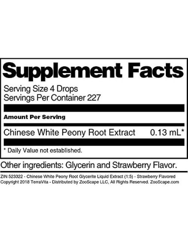 Extracto Líquido Glicerita de Raíz de Peonía Blanca TerraVita 88.72 ml Sabor Fresa - Paquete de 3