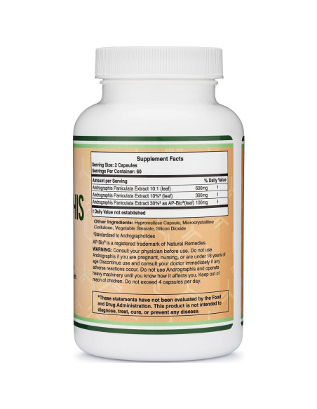 Cápsulas de Andrographis Max Double Wood 1000mg 120 unidades