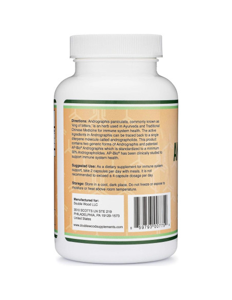 Cápsulas de Andrographis Max Double Wood 1000mg 120 unidades