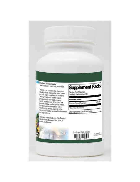 Baya de Sumac Orgánica TerraVita 450 mg 100 Cápsulas x 3