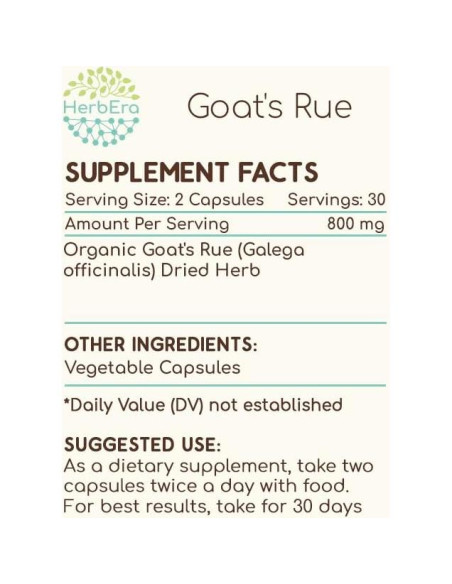 Cápsulas de Rue de Cabra HerbEra 60 unidades 400 mg