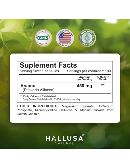 Cápsulas de Raíz de Anamu Hallusa 450 mg - 100 Unidades