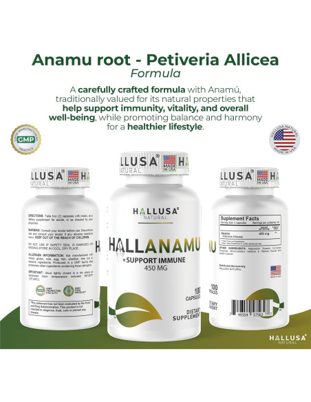 Cápsulas de Raíz de Anamu Hallusa 450 mg - 100 Unidades