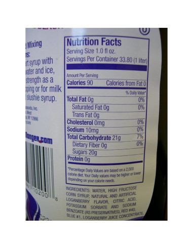 Jarabe de Loganberry 1L PJ's Crystal Beach - Sabor Dulce-Ácido