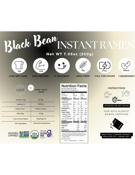 Pasta de Proteína de Frijol Negro Orgánica KLDSCP 6 Paquetes