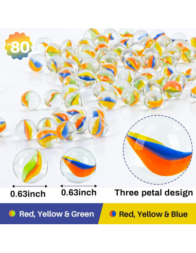 Canicas de Vidrio Sukh - 80 Pcs Ojos de Gato 16mm Decorativas