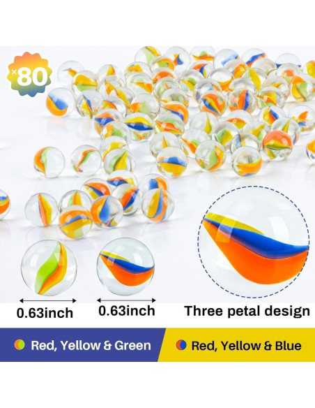 Canicas de Vidrio Sukh - 80 Pcs Ojos de Gato 16mm Decorativas