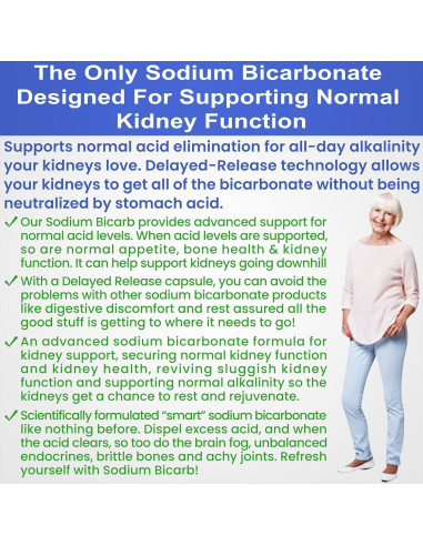 Cápsulas de Bicarbonato de Sodio 650mg Healthy Kidney - 120 Pastillas