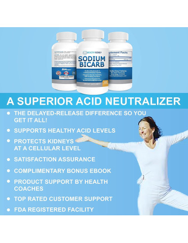 Cápsulas de Bicarbonato de Sodio 650mg Healthy Kidney - 120 Pastillas