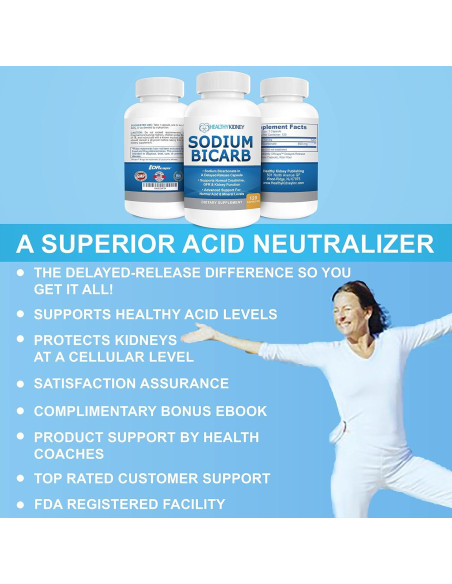 Cápsulas de Bicarbonato de Sodio 650mg Healthy Kidney - 120 Pastillas