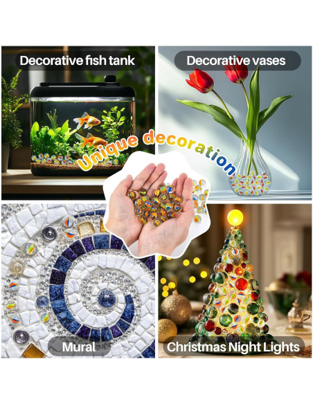 Canicas de Vidrio Sukh - 80 Pcs Ojos de Gato 16mm Decorativas