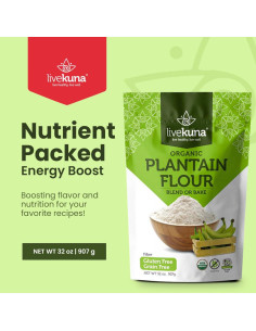 Harina de Plátano Orgánica LiveKuna 907g Sin Gluten Vegana 2