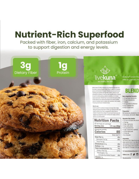 Harina de Plátano Orgánica LiveKuna 907g Sin Gluten Vegana