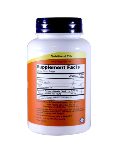 Aceite de Borraja NOW 1000mg 120 Cápsulas Blandas