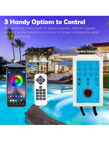 Luces de piscina LED Awanhe 60W 10" RGB con control remoto