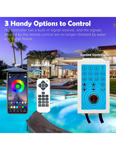 Luces de piscina LED Awanhe 60W 10" RGB con control remoto