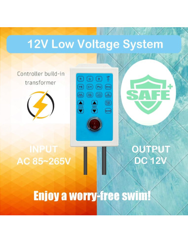 Luces de piscina LED Awanhe 60W 10" RGB con control remoto