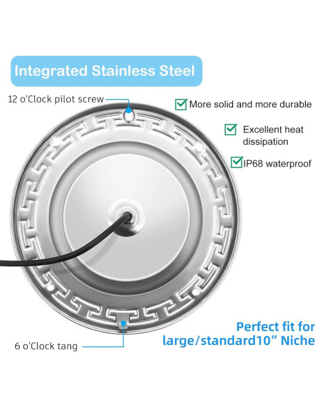 Luces de piscina LED Awanhe 60W 10" RGB con control remoto